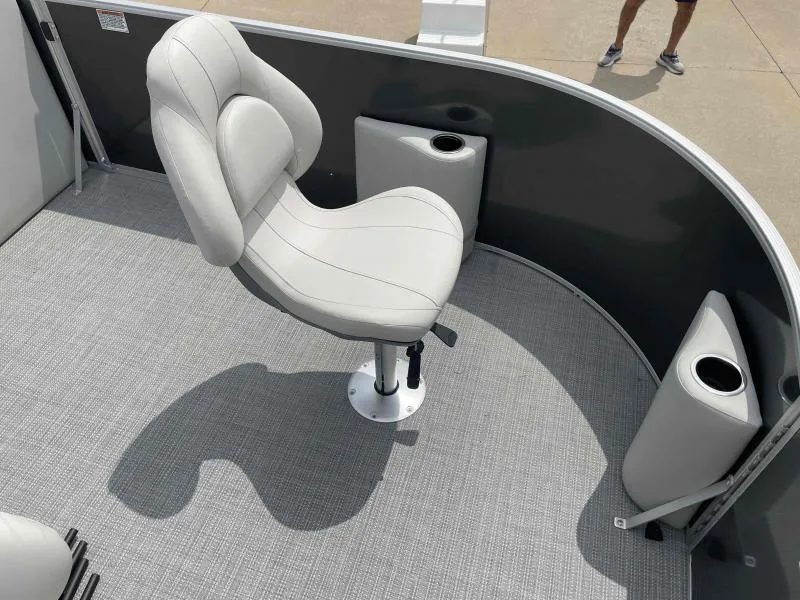 Slide: The Image of 2024 Sylvan Mirage 818 Fish boat interior with swivel seat and cup holders. - 8