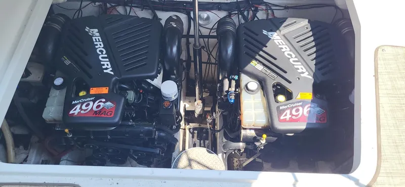 Slide: The Image of Twin Mercury 496 Mag engines in a 2002 Formula 37 PC boat. - 13