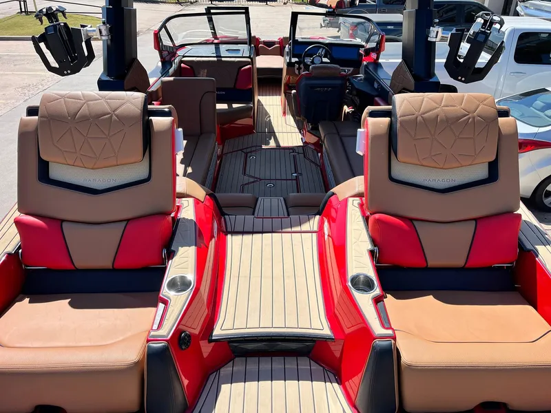 Slide: The Image of 2021 Nautique Super Air Nautique G25 Paragon interior with luxurious seating and modern design. - 7