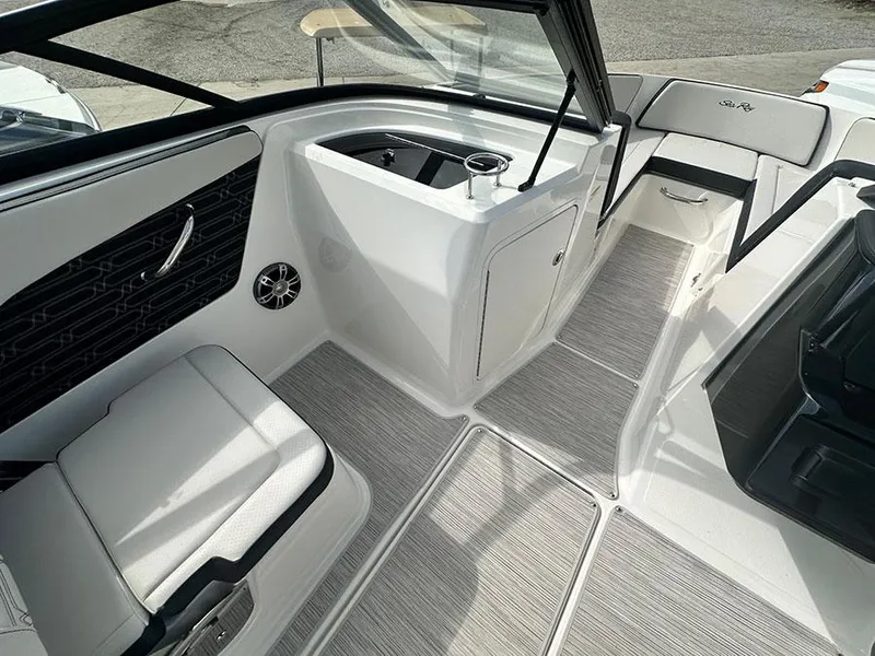 Slide: The Image of 2025 Sea Ray SPO 210 boat interior with sleek seating and modern design. - 6