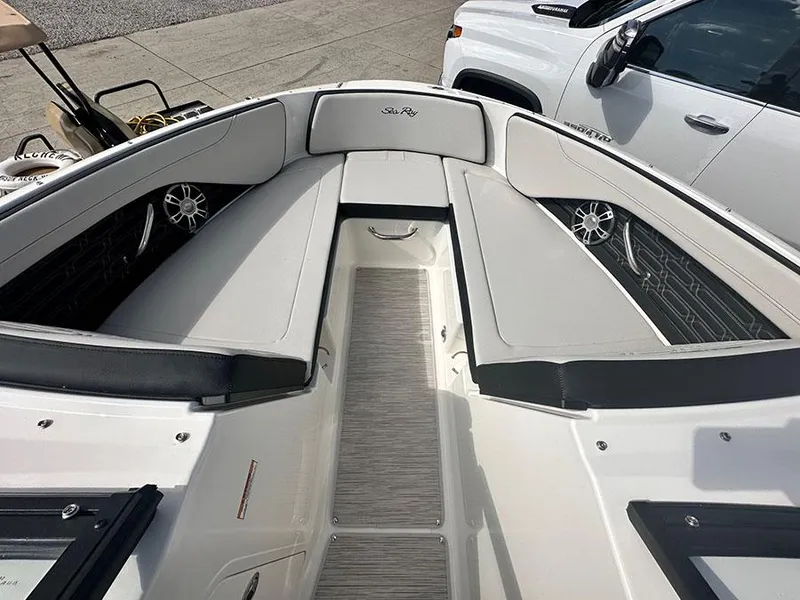 Slide: The Image of 2025 Sea Ray SPO 210 boat interior with sleek seating and modern design. - 7