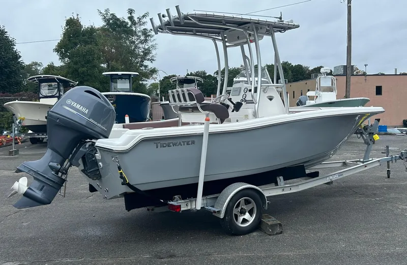 Slide: The Image of 2017 Tidewater 198 CC Adventure boat on trailer with Yamaha outboard motor. - 3