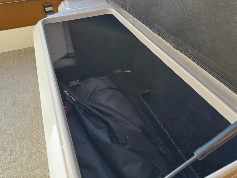 Slide: The Image of 2025 Regal LS6 storage compartment with black bag inside. - 19