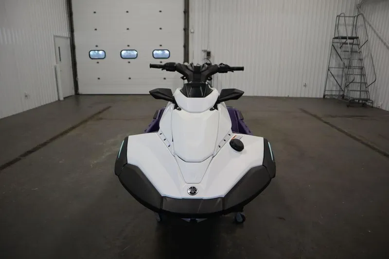 Slide: The Image of 2025 Yamaha WaveRunner JetBlaster LTD in a garage, front view. - 3