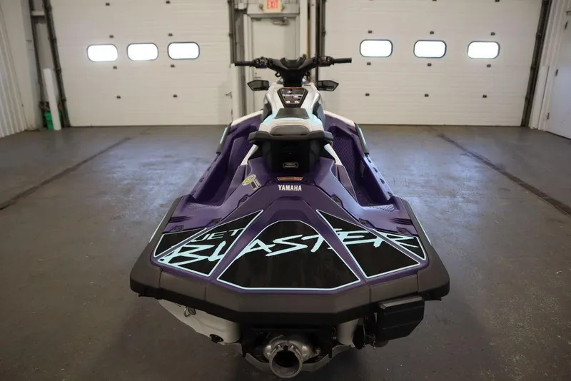 Slide: The Image of 2025 Yamaha WaveRunner JetBlaster LTD in a garage, showcasing sleek design and vibrant colors. - 30