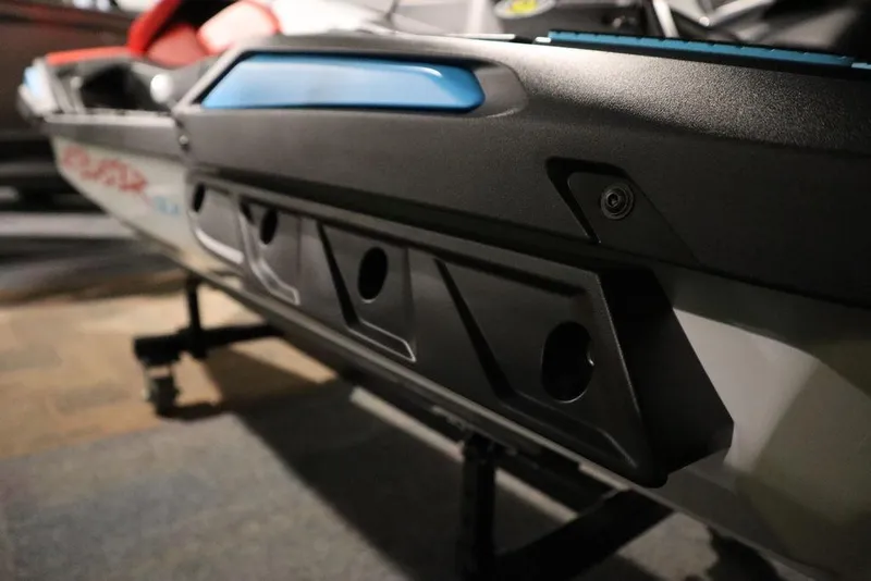 Slide: The Image of 2025 Yamaha WaveRunner JetBlaster DLX 3-Up side view, showcasing sleek design and details. - 14