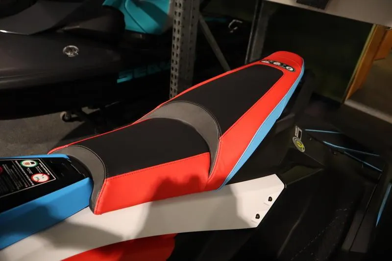 Slide: The Image of 2025 Yamaha WaveRunner JetBlaster DLX 3-Up, close-up of side mirror and body design. - 8