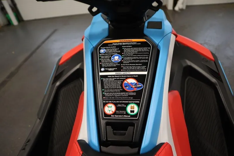 Slide: The Image of 2025 Yamaha WaveRunner JetBlaster DLX 2-Up dashboard with safety instructions and vibrant colors. - 13