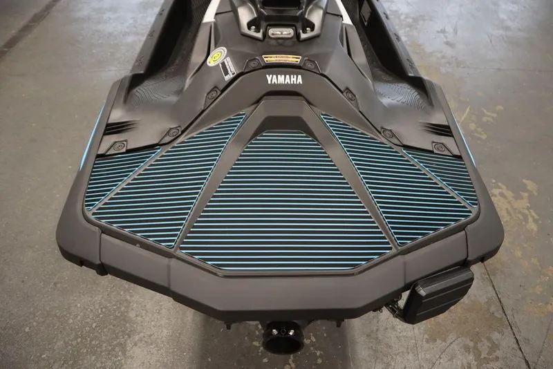 Slide: The Image of 2025 Yamaha WaveRunner JetBlaster DLX 2-Up, rear view, showcasing sleek design and detailing. - 17
