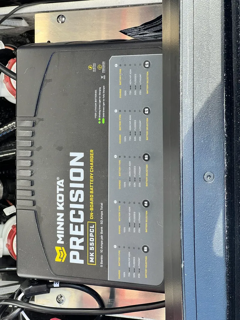 Slide: The Image of Minn Kota Precision MK 550PC onboard battery charger in 2025 Skeeter FXR21 LE boat. - 24