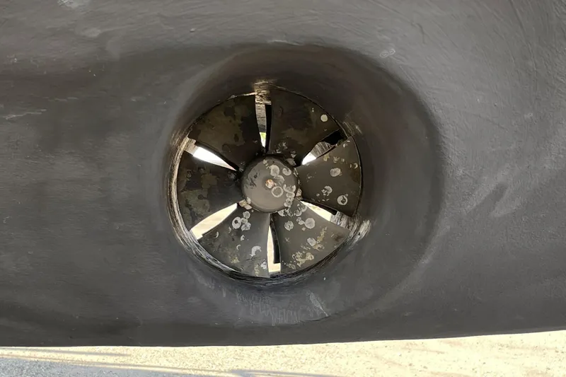 Slide: The Image of Close-up of Sunseeker Camargue 44's bow thruster, 1998 model. - 26