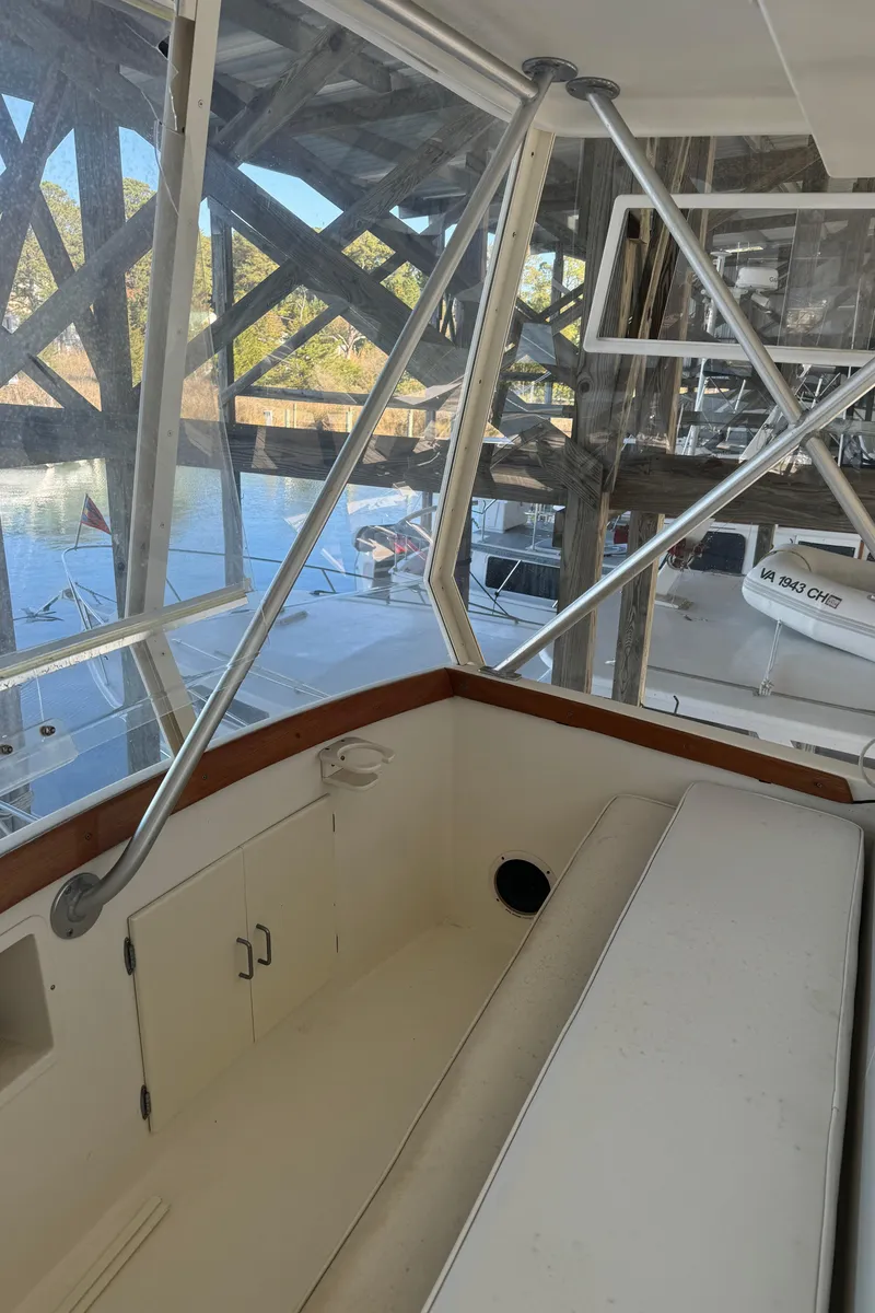 Slide: The Image of 1992 Post 46 Sportfish boat interior with dockside view. - 31