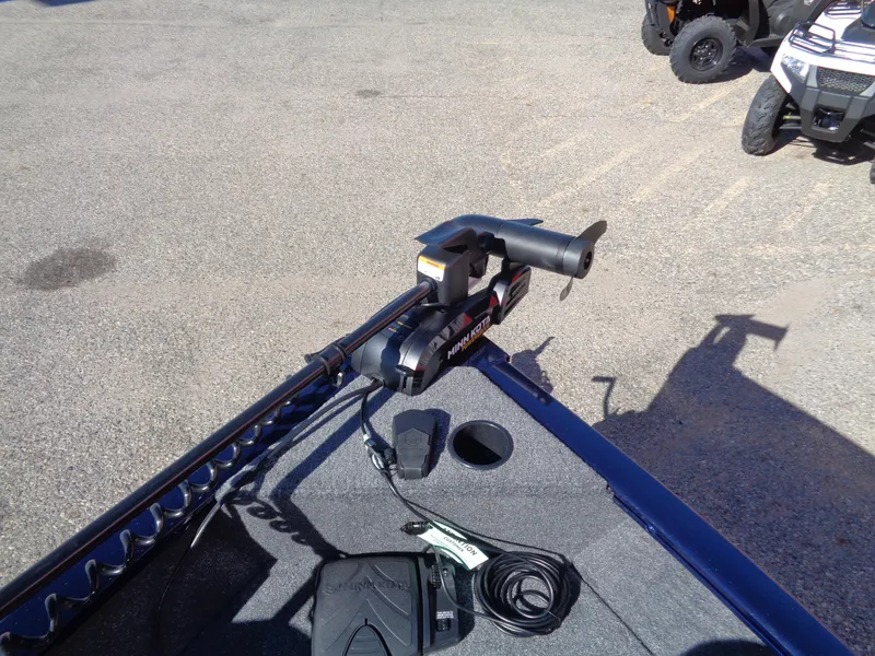 Slide: The Image of 2025 Tracker Pro Guide V-16 WT boat with trolling motor on deck. - 10