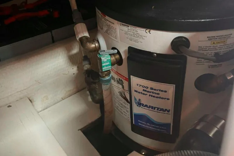 Slide: The Image of Raritan marine water heater in 1990 Irwin 54 yacht engine room. - 44