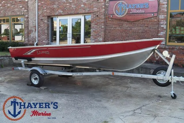 Slide: The Image of 2025 Lund SSV-16 Tiller boat on trailer at Thayer's Marine. - 23