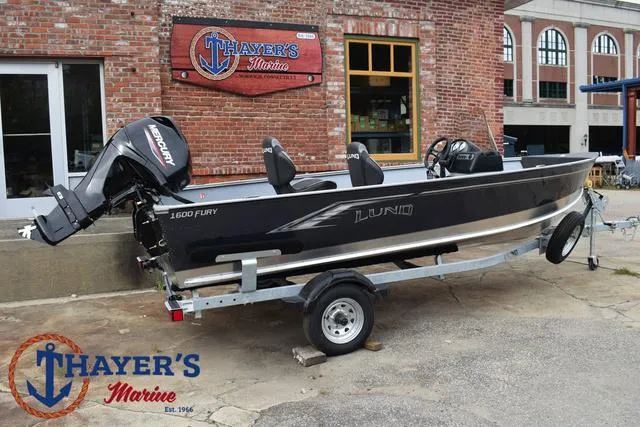 Slide: The Image of 2025 Lund 1600 Fury SS boat on trailer at Thayer's Marine. - 33