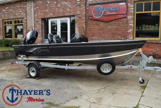 Slide: The Image of 2025 Lund 1600 Fury SS boat on trailer at Thayer's Marine. - 35