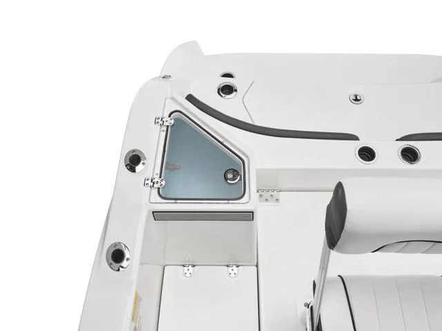 Slide: The Image of 2025 Yamaha Boats 220 FSH Sport interior, featuring sleek seating and storage compartments. - 11