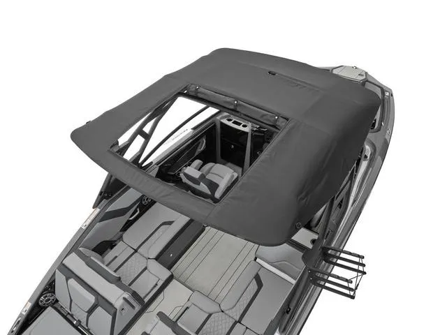 Slide: The Image of 2025 Yamaha Boats 255XE with sleek design and spacious interior, featuring a durable canopy. - 6