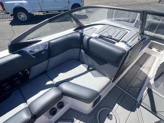 Slide: The Image of 2021 Moomba Makai boat interior with sleek seating and modern design. - 12