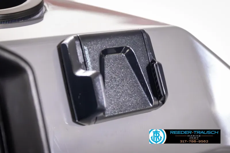 Slide: The Image of Close-up of a 2025 Bennington 21 SL boat detail with Reeder-Trausch Marine logo. - 38