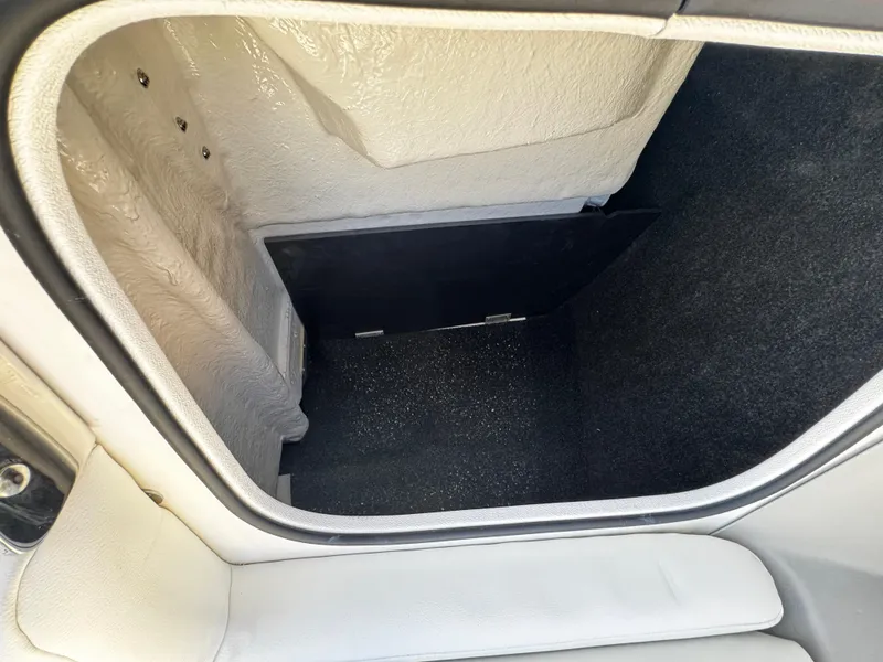 Slide: The Image of 2025 Regal LS4 storage compartment with white and black interior. - 31