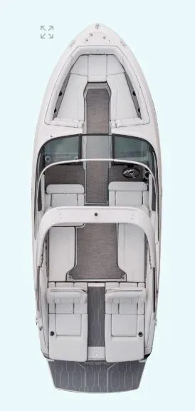 Slide: The Image of 2025 Regal LS4 boat, top view, sleek design, spacious seating, modern layout. - 41