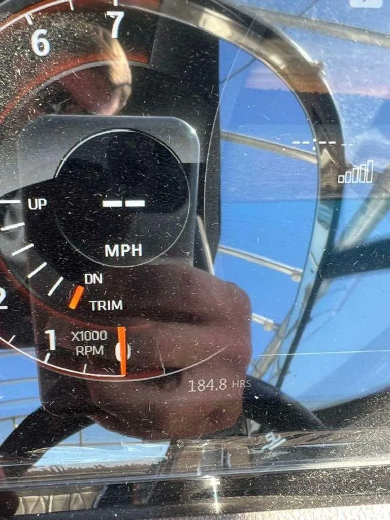 Slide: The Image of Close-up of 2017 Sea Ray SLX 280 speedometer and RPM gauge. - 13