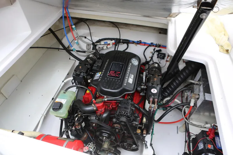 Slide: The Image of 2007 Four Winns 278 Vista engine compartment with visible wiring and components. - 20