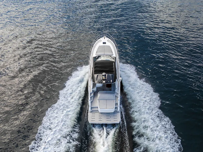 Slide: The Image of Azimut Atlantis 45 yacht cruising on open water, aerial view, 2020 model. - 10