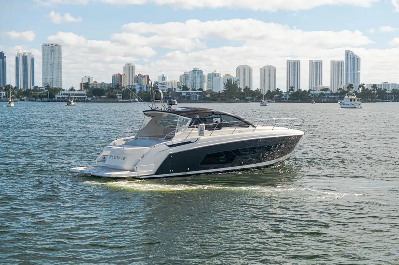 Slide: The Image of Azimut Atlantis 45 yacht cruising near city skyline, 2020 model. - 13
