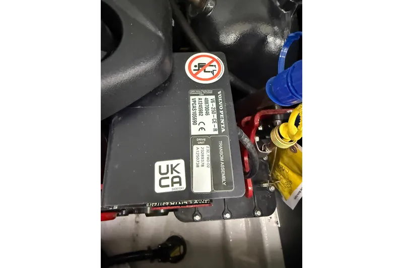 Slide: The Image of Engine compartment of 2025 Regal LS2 Surf with Volvo Penta components and UKCA certification. - 26