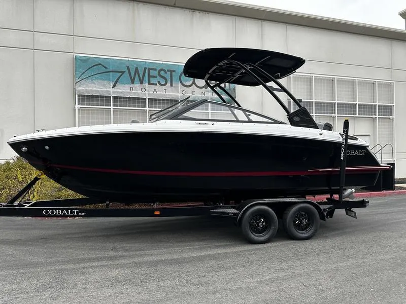 The Image of 2025 Cobalt R4 boat on trailer at West Coast Boat Center. - 1