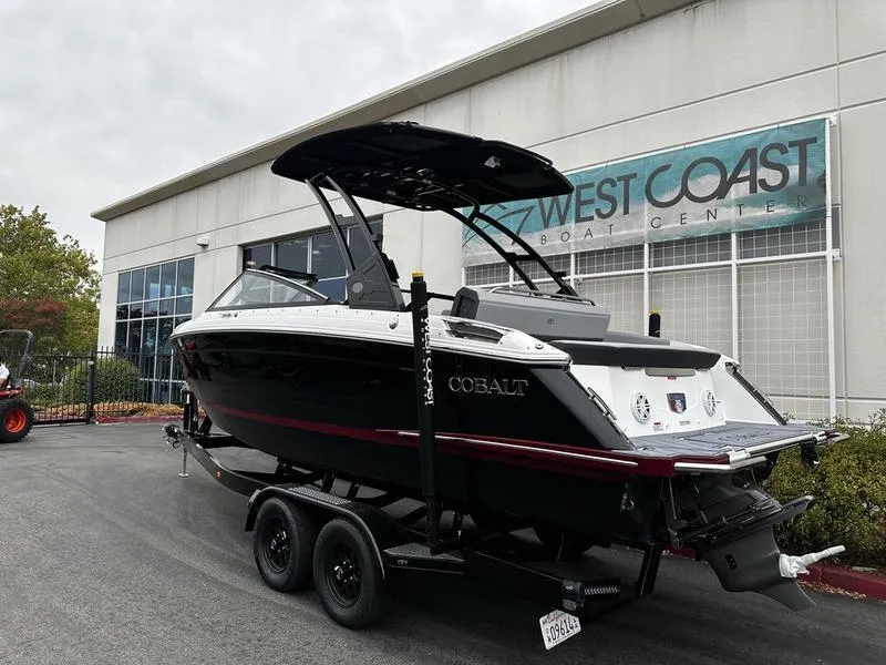Slide: The Image of 2025 Cobalt R4 boat on trailer at West Coast Boat Center. - 3