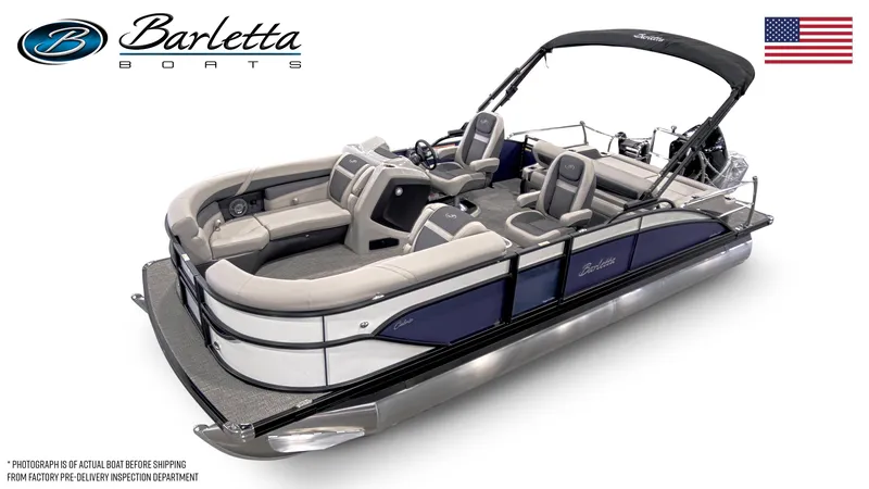 Slide: The Image of 2025 Barletta Cabrio 22UC pontoon boat with sleek design and comfortable seating. - 3