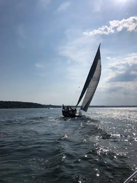Slide: The Image of Sailboat on sunny waters, C&C 41 model, 1988, with full sails. - 13
