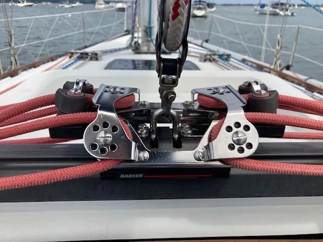 Slide: The Image of Close-up of sailing rigging on a 1988 C&C 41 yacht. - 32