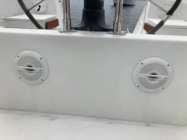 Slide: The Image of C&C 41 sailboat cockpit speakers, 1988 model, white panel background. - 37