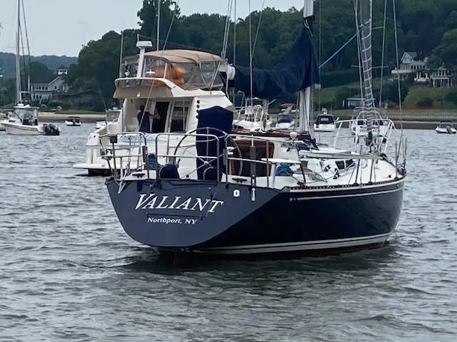 Slide: The Image of Sailboat "Valiant" anchored in Northport, NY, C&C 41 model, 1988. - 8