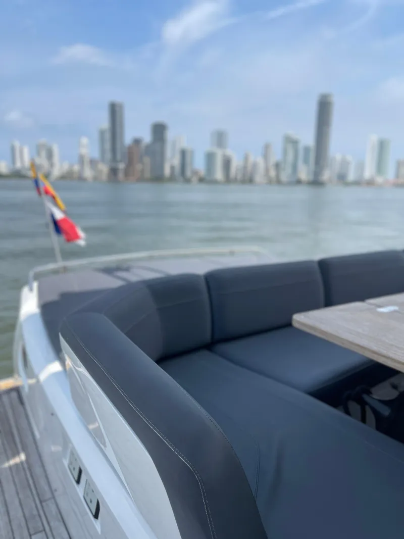 Slide: The Image of Luxury Princess S65 yacht with city skyline in the background, 2017 model. - 1
