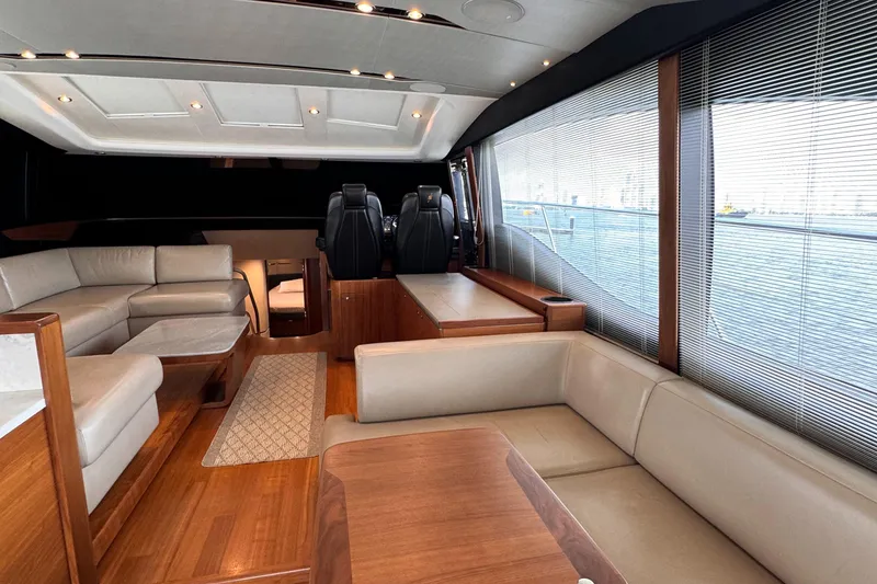 Slide: The Image of Luxurious interior of 2017 Princess S65 yacht with elegant seating and panoramic windows. - 6