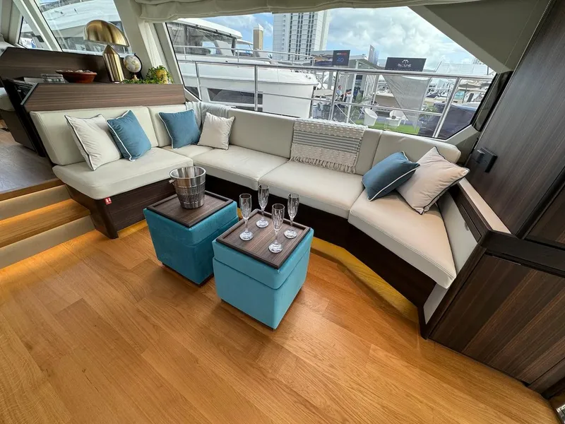 Slide: The Image of Luxurious interior of 2024 Aicon 66 Vivere yacht with elegant seating and decor. - 28