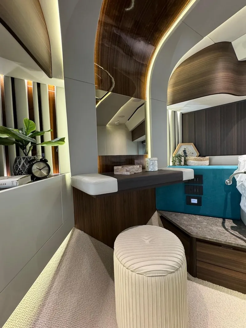Slide: The Image of Luxurious interior of 2024 Aicon 66 Vivere yacht with modern design and ambient lighting. - 32