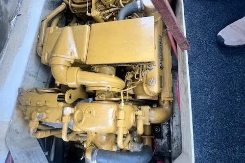 Slide: The Image of 1972 REPCO Buxton Downeast Hardtop Cruiser engine, yellow, detailed view. - 24