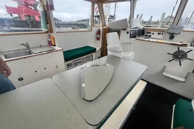 Slide: The Image of Interior of 1972 REPCO Buxton Downeast Hardtop Cruiser with table and seating. - 6