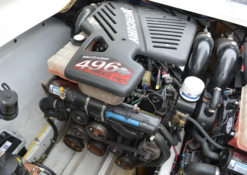 Slide: The Image of Mercury MerCruiser 496 MAG HO engine in 2007 Fountain 35 Executioner boat. - 34
