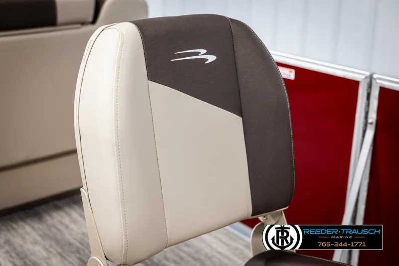 Slide: The Image of 2025 Bennington 188 SSSE boat seat with two-tone upholstery and logo. - 35
