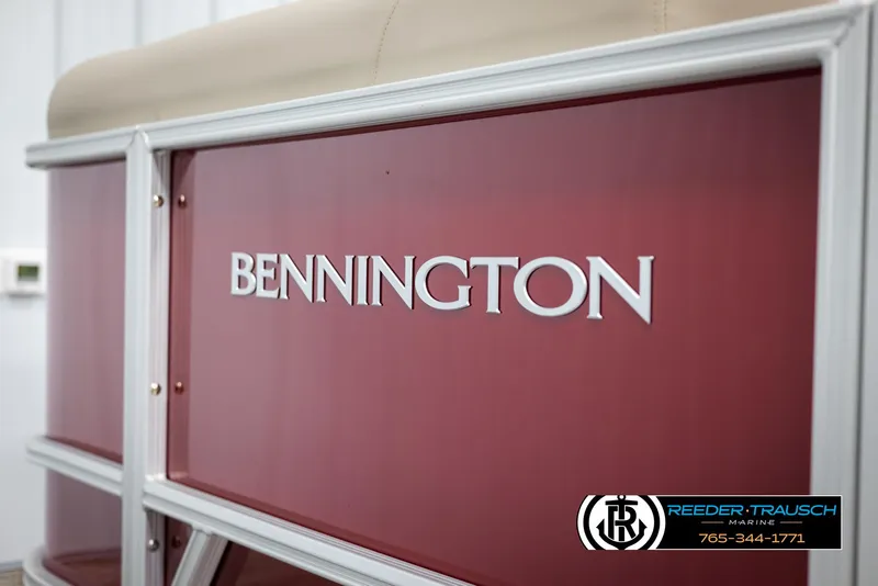 Slide: The Image of 2025 Bennington 188 SSSE boat, red exterior, close-up view. - 49