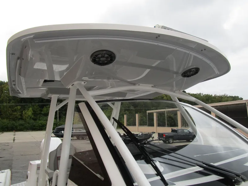 Slide: The Image of 2025 Solara S-250 CW boat with sleek hardtop and windshield wipers. - 49