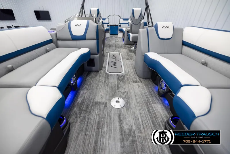 Slide: The Image of 2025 Avalon Catalina QLS interior with luxurious seating and ambient lighting. - 13